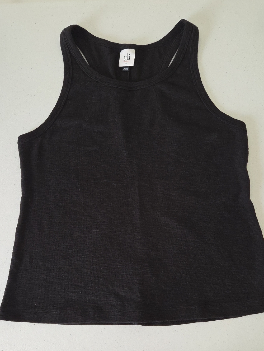 CAbi Black Rib-Knit Scoop Tank